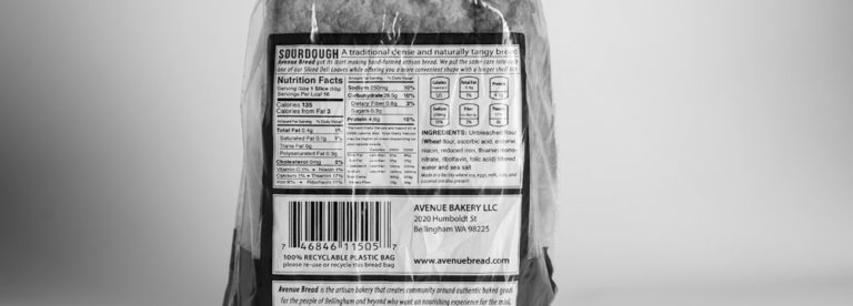 Nutrition Facts on the back of Avenue Bread Deli bread bags